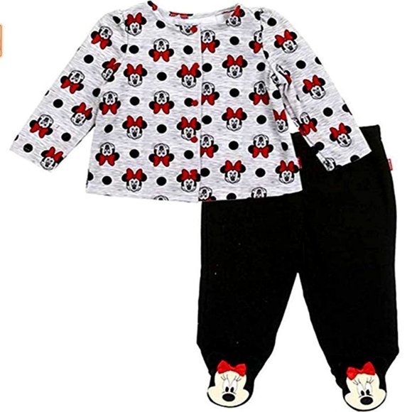 Minnie Mouse Baby Girls 3 Piece Fleece Set Size 3-6M Minnie Slippers Jacket - Picture 1 of 1